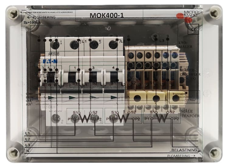 Function - Måleromkobler 400V m/4 A s Målere-kWh 3-fase trafomåling