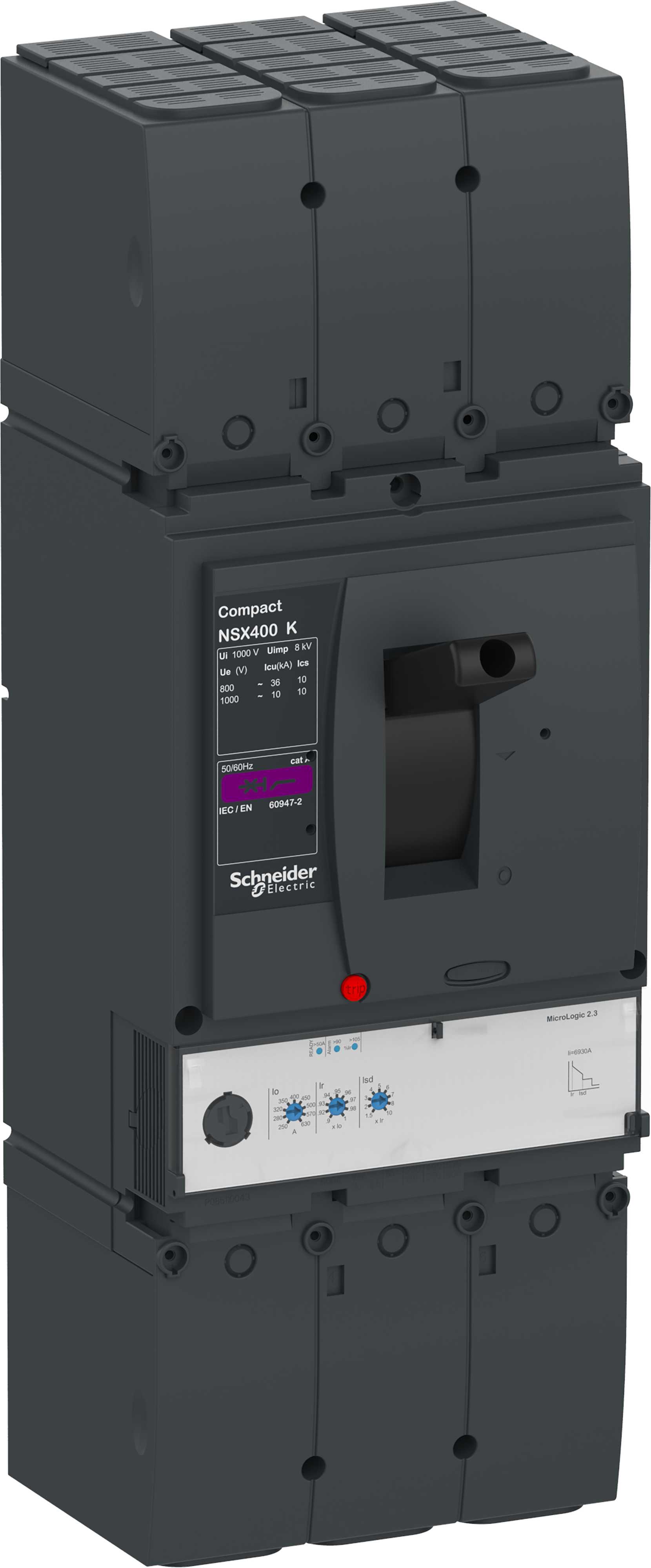 Schneider Electric - Effektbryter ComPacT NSX400K-1000VAC-elektronisk vern-Micrologic 2.3 400A 3P-10kA/1000VAC