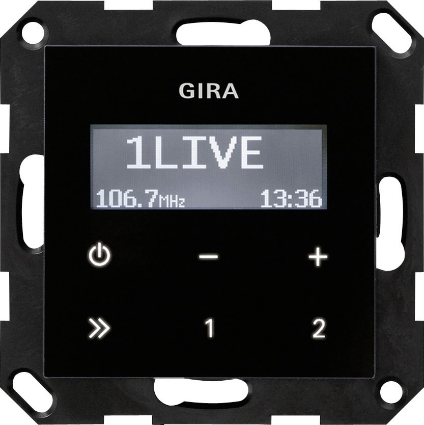 GIRA - RDS Radio sort glass, uten høyttaler
