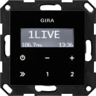 GIRA - RDS Radio sort glass, uten høyttaler