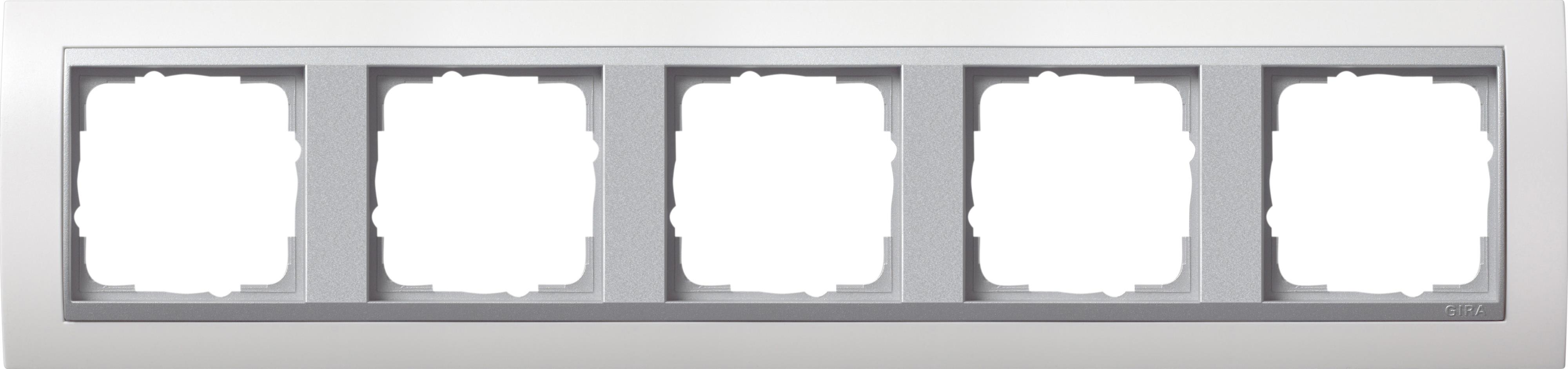 GIRA - Avdekkingsramme 5x for farge aluminium Gira Event renhvit