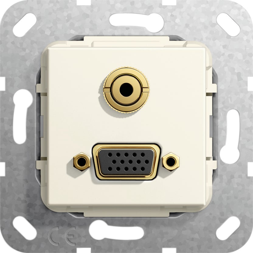 Function - VGA, Mini jack han/hun overg,overg.k. Innsats kremhvit