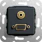 Function - VGA, Mini jack Overgangskabel Innsats svart matt