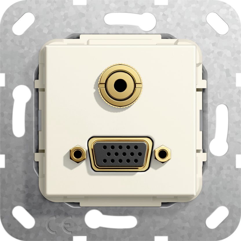Function - VGA, Mini jack Overgangskabel Innsats kremhvit