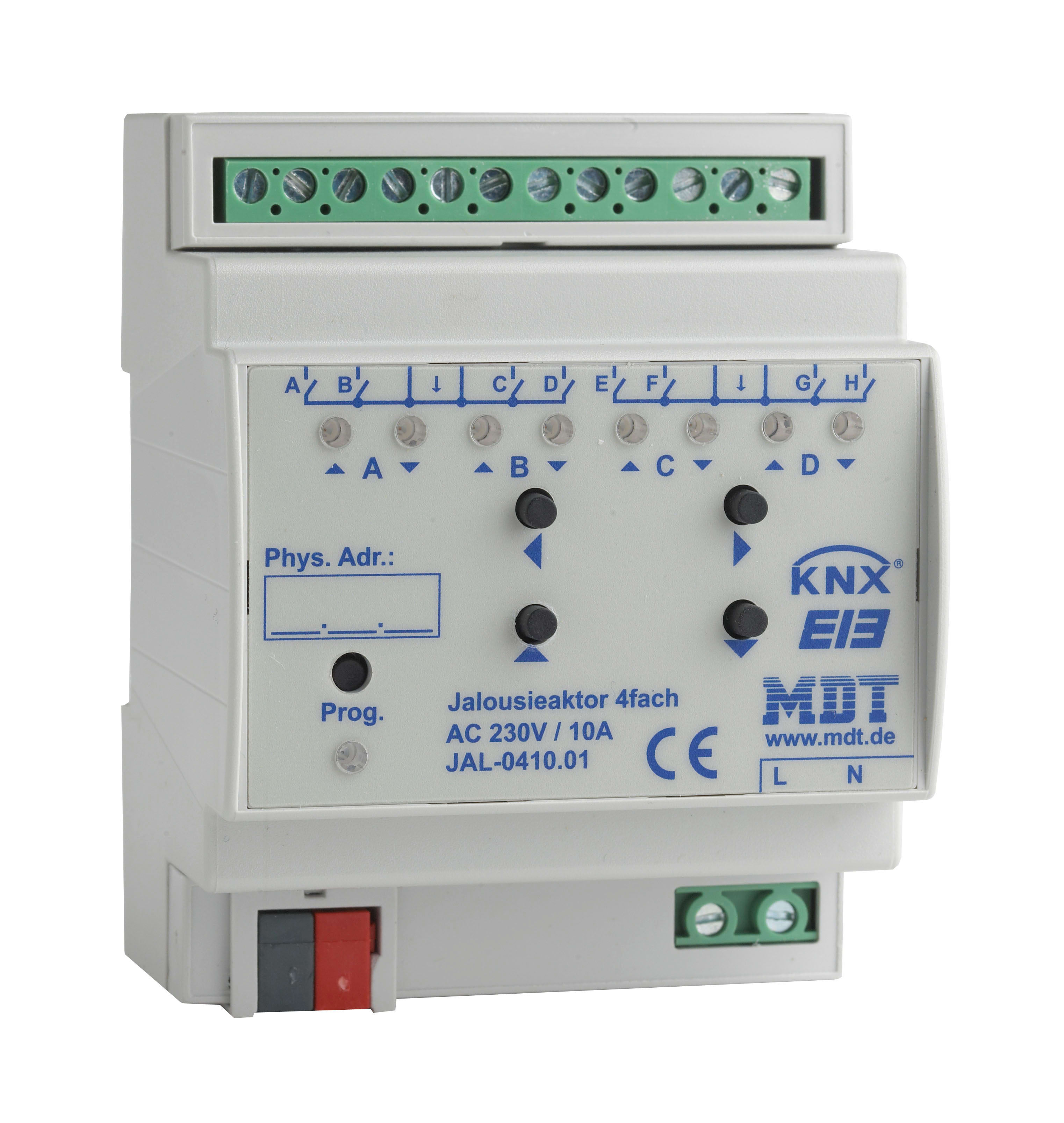 Function - KNX persiennerelé 4K 10A 230V for styring av persienner og markiser. Tavlemontert.