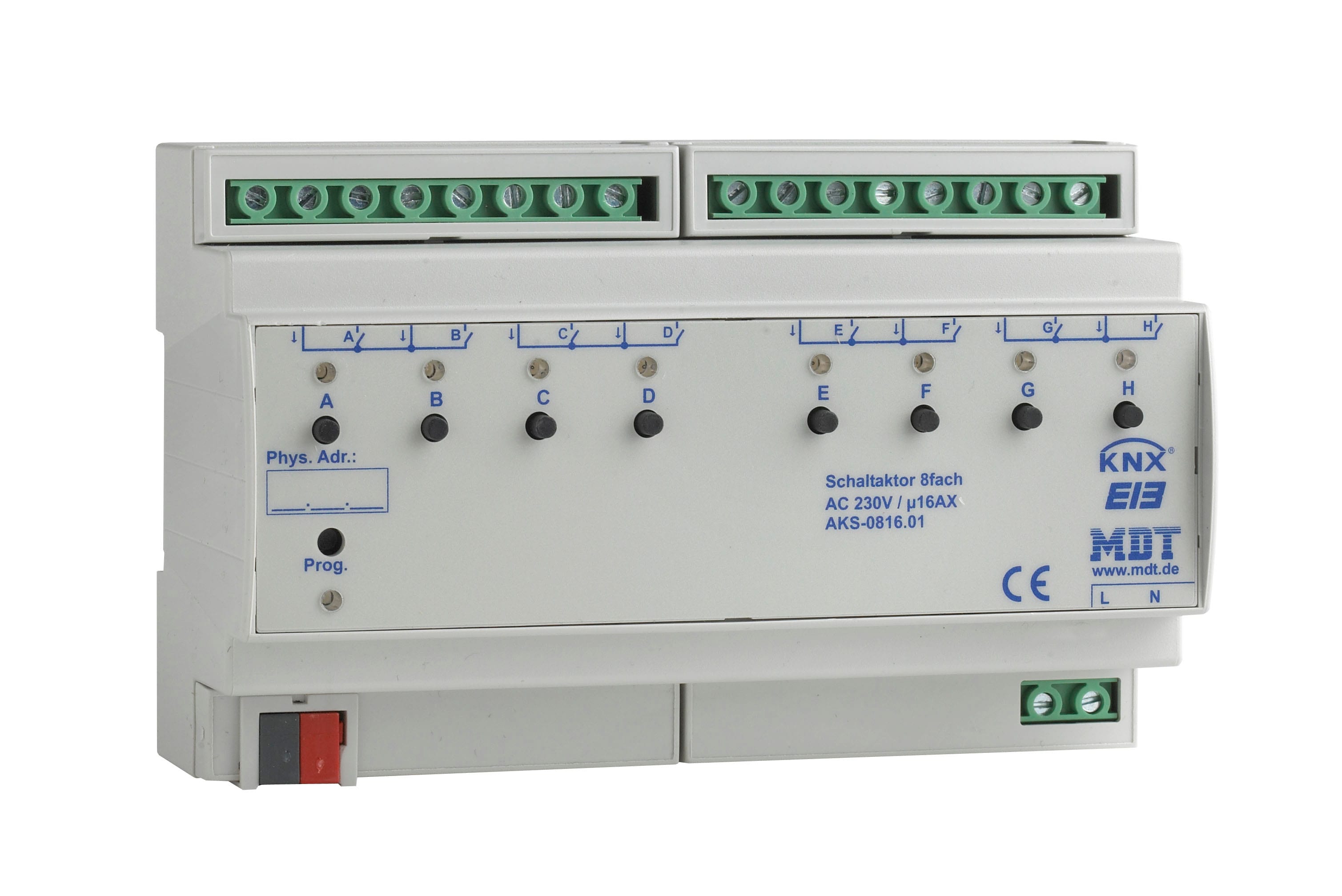 Function - KNX relémodul 8K 16A standard for kobling av tilkoblede laster.