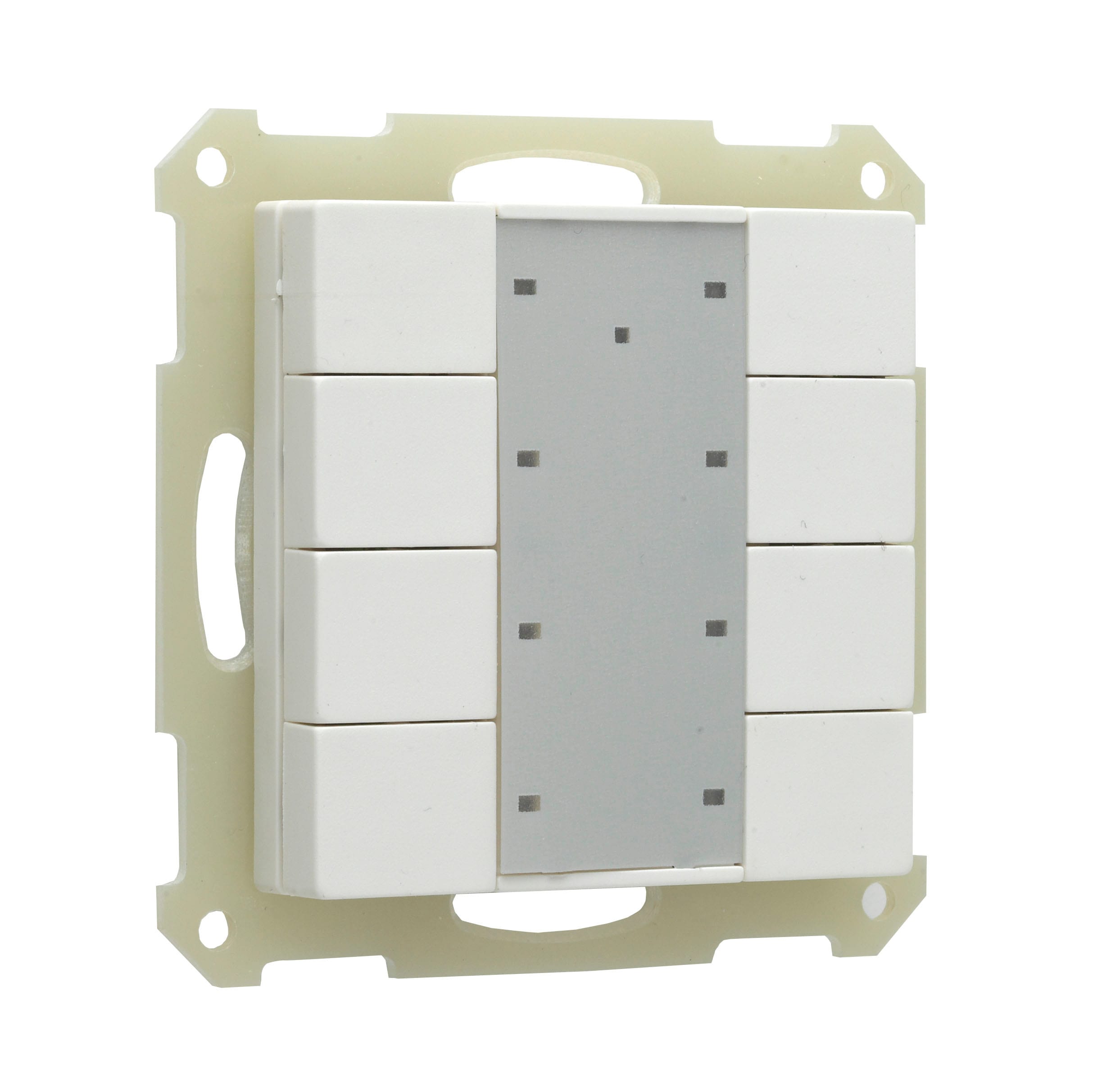 Function - KNX bryter Pluss med 8 knapper og med integrert bustilkobling. Lysdioder for statusmeldinger