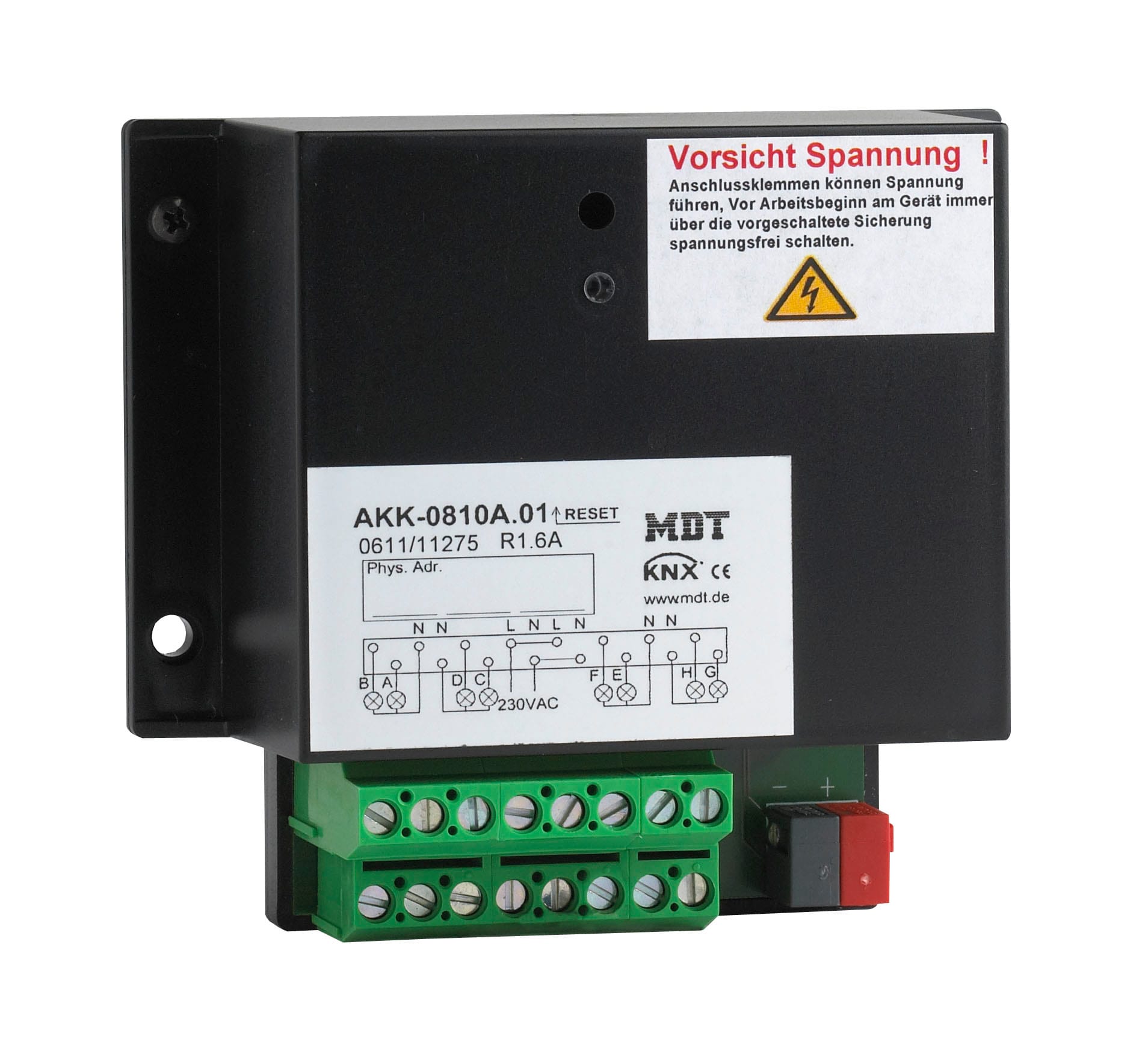 Function - KNX relémodul 8K 10A påvegg for kobling av tilkoblede laster.