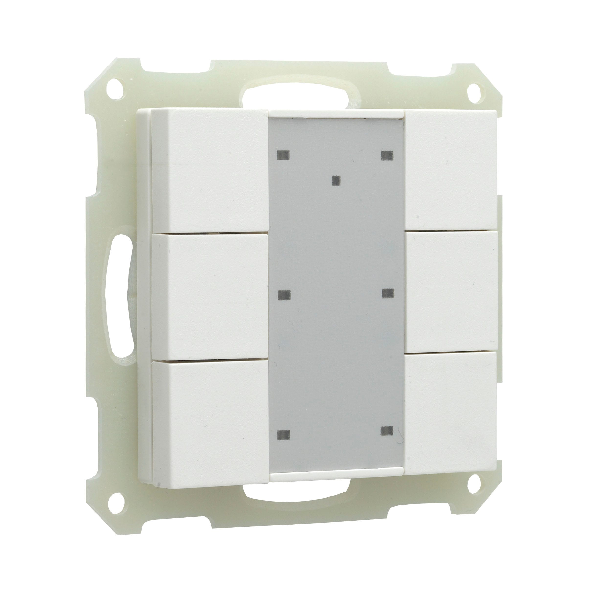 Function - KNX bryter Pluss med 6 knapper og med integrert bustilkobling. Lysdioder for statusmeldinger