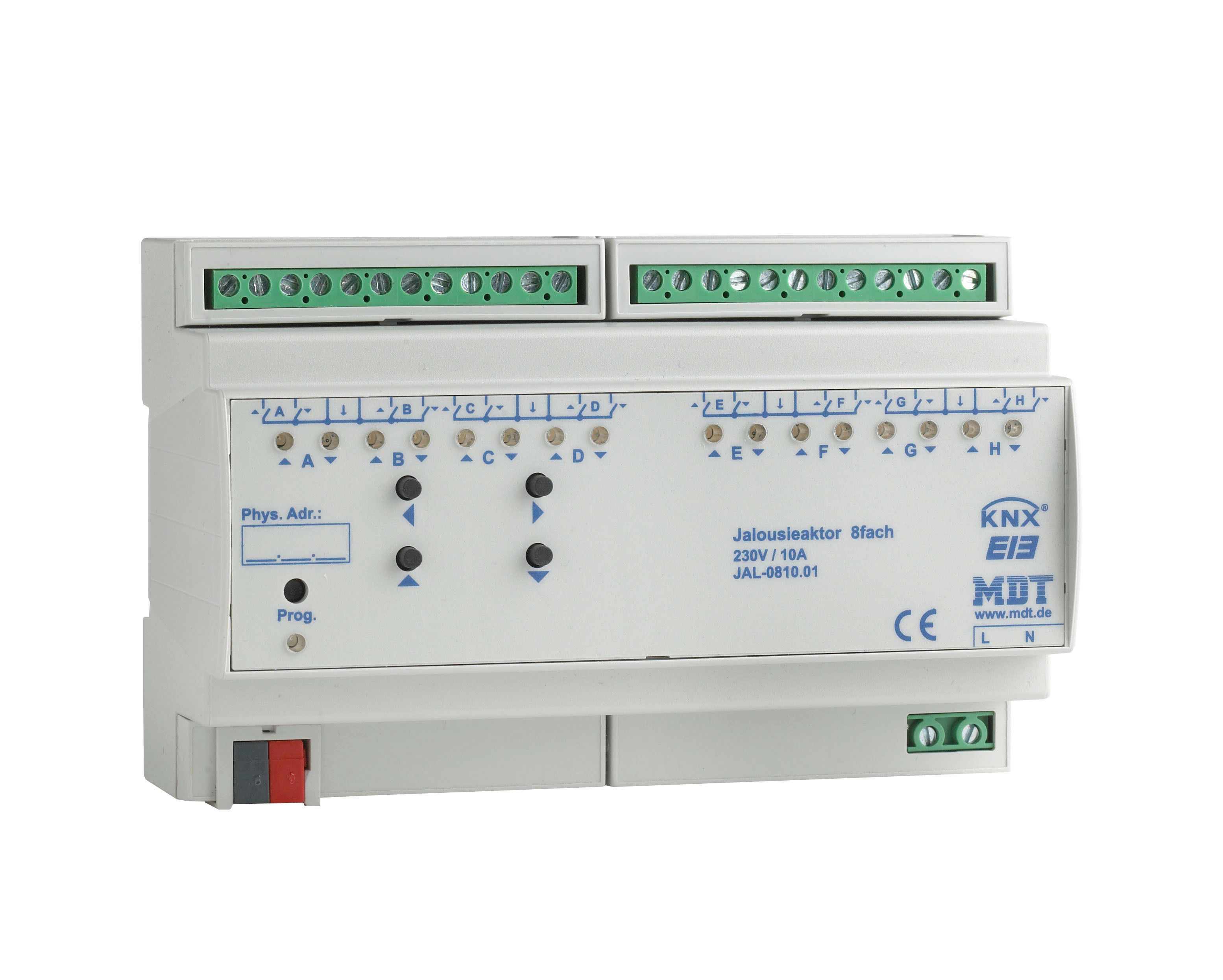 Function - KNX persiennerelé 8K 10A 230V for styring av persienner og markiser. Innfelles i veggboks.