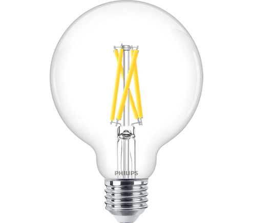 Philips - LED Classic WarmGlowDimmable 60W E27 Globe. Klar filament. 2700-2200 Kelvin.