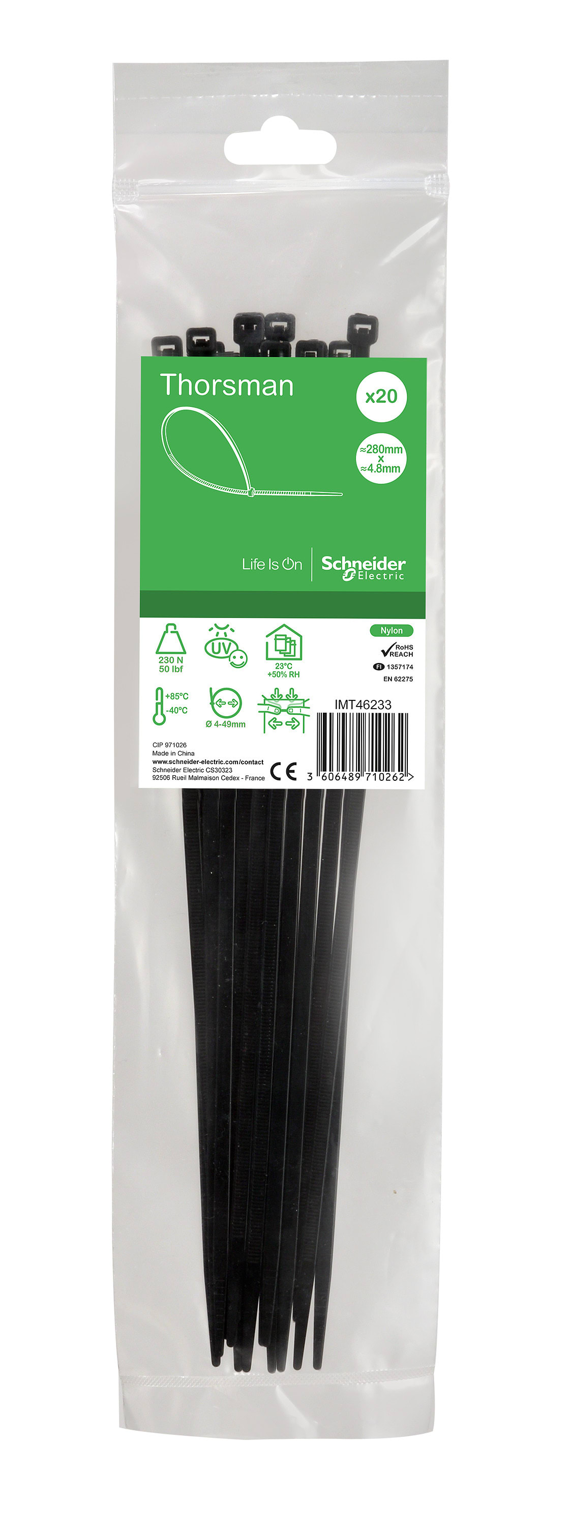 Schneider Electric - Strips svart 280x4.8 20stk