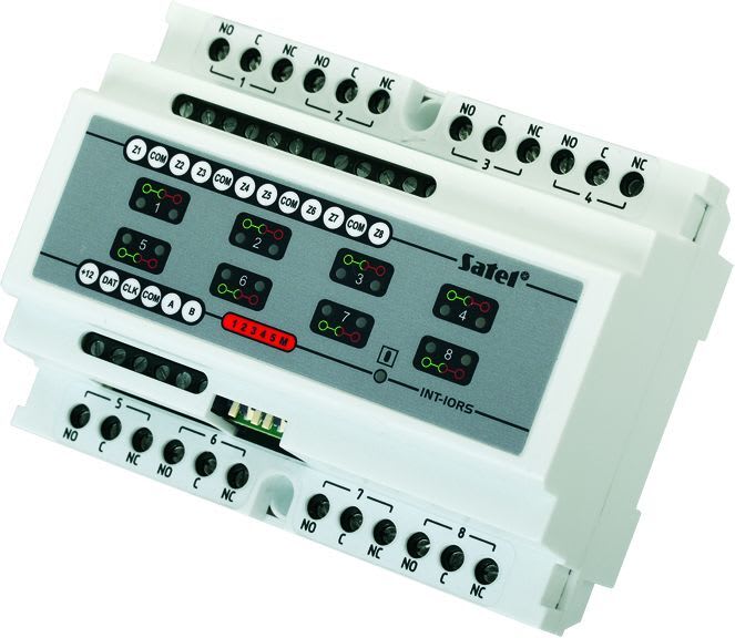 Satel - Sone og relemodul for DIN 8 soner, 8 releer (230Vac,16A)