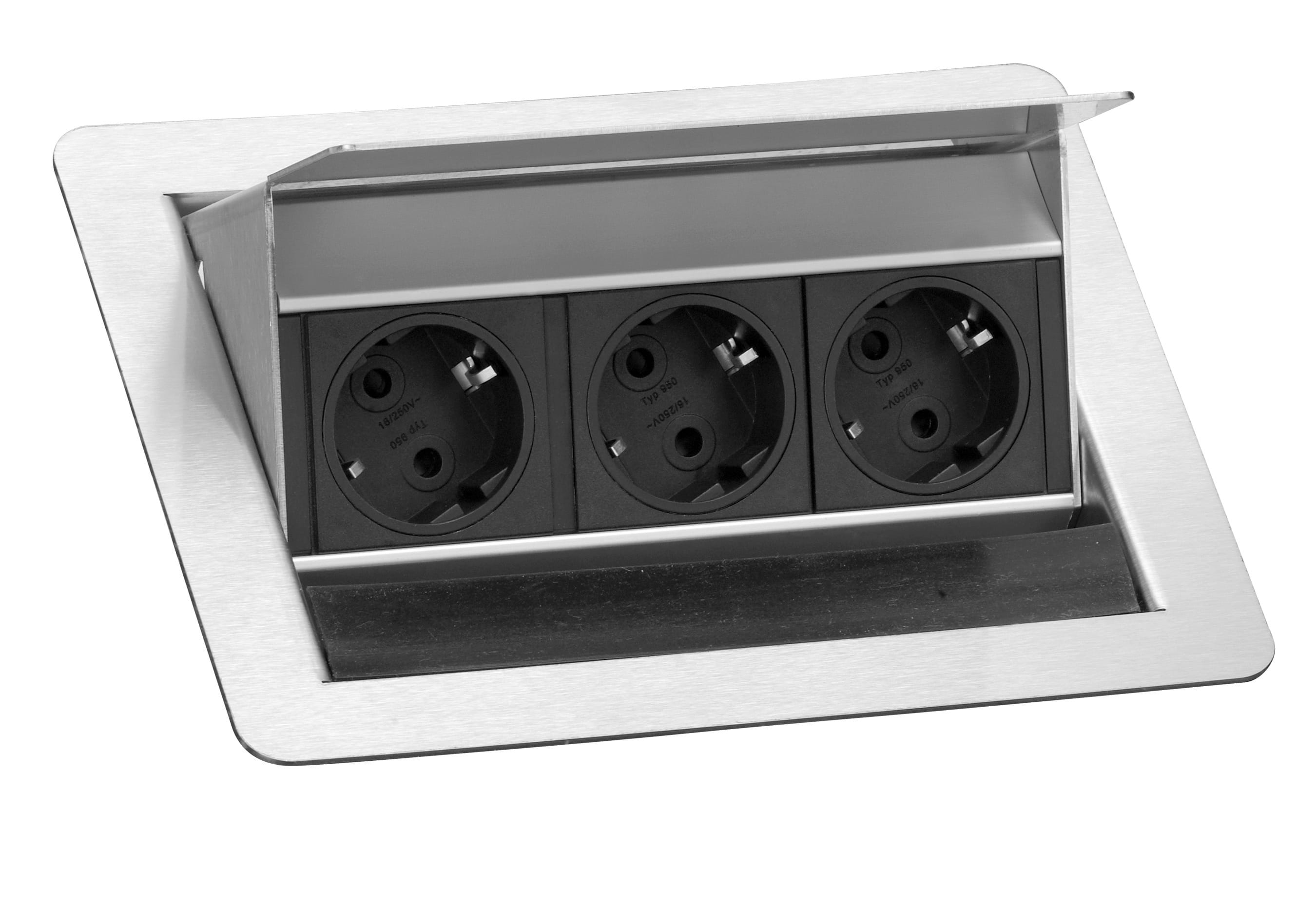 Evoline - Nedfelt bordboks 3 stk 230V stikk m/ vippelokk