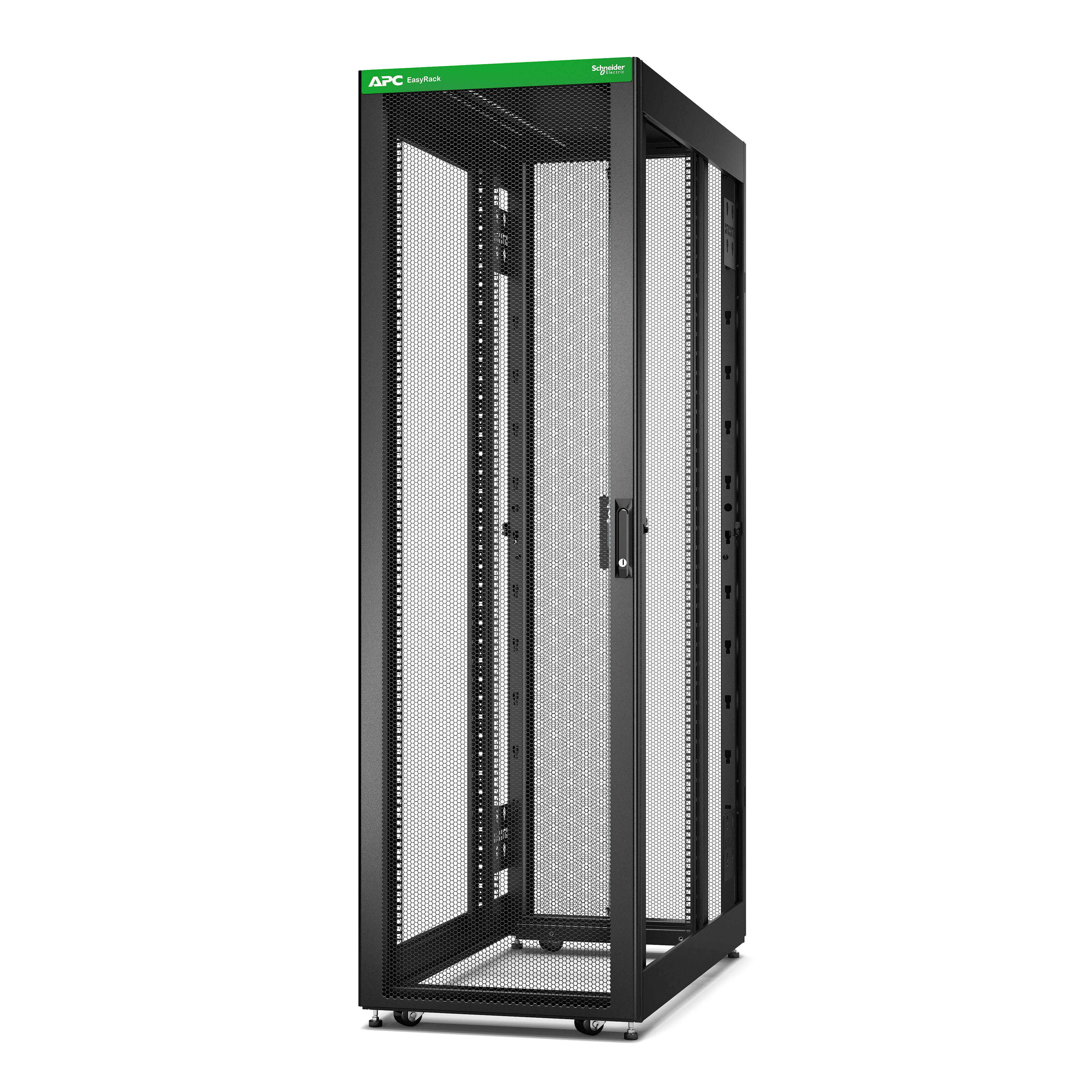 Schneider Electric - EasyRack600/42U/1200 med hjul,føtter, lås, 4 braketter, uten sidepanel og bunn. Sort
