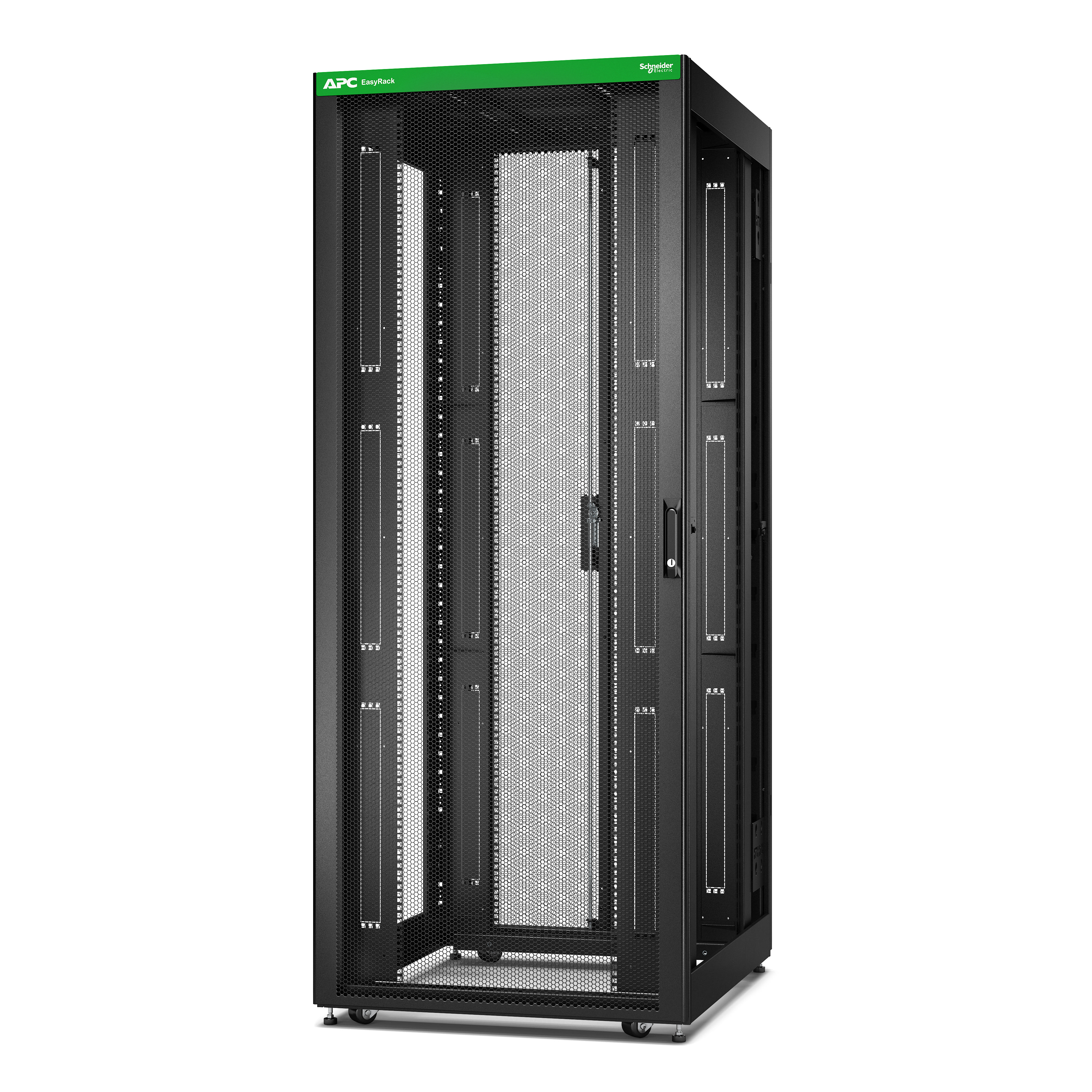 Schneider Electric - EasyRack800/42U/1000 med hjul,føtter, lås, 4 braketter, uten sidepanel og bunn. Sort