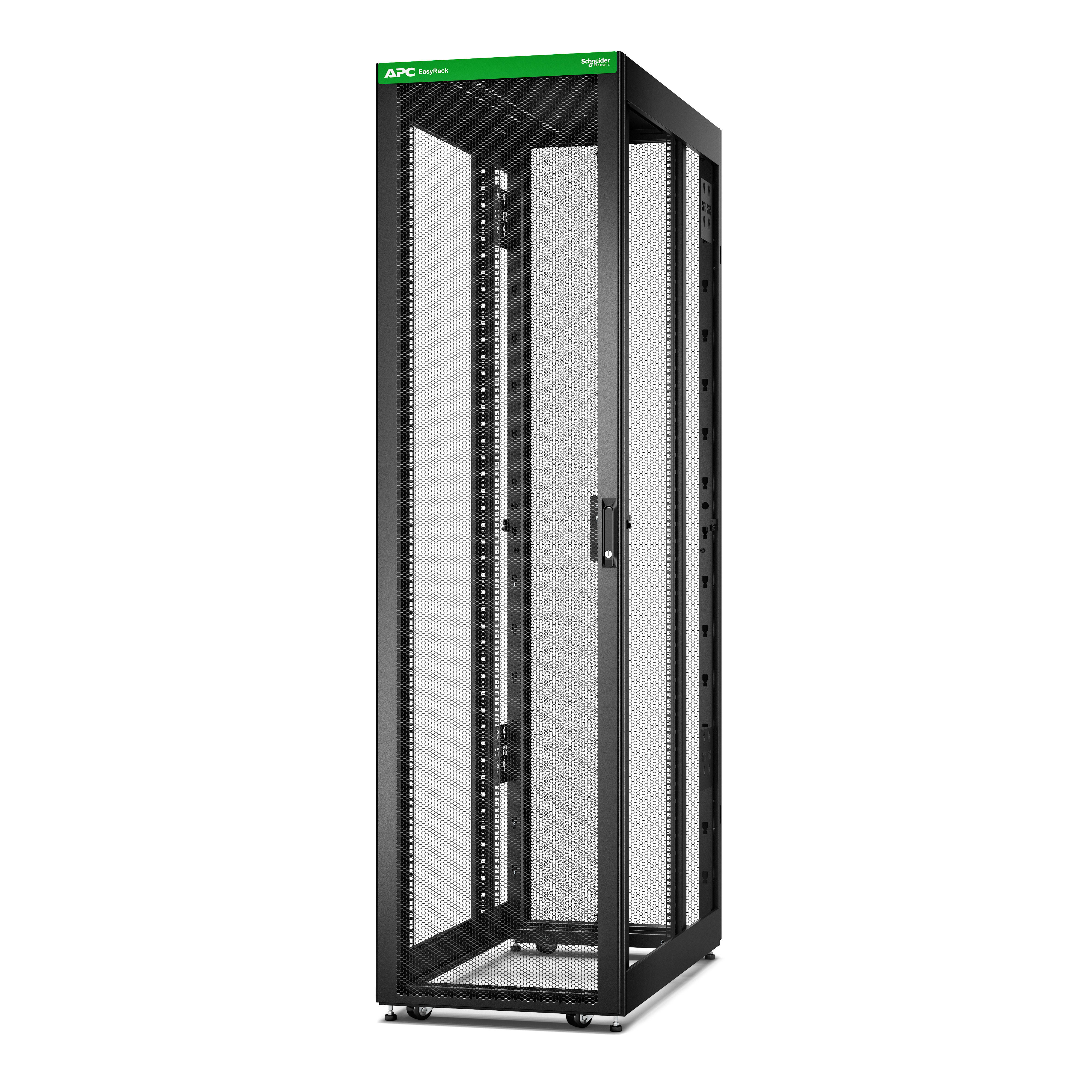 Schneider Electric - EasyRack600/48U/1200 med hjul,føtter, lås, 4 braketter, uten sidepanel og bunn. Sort