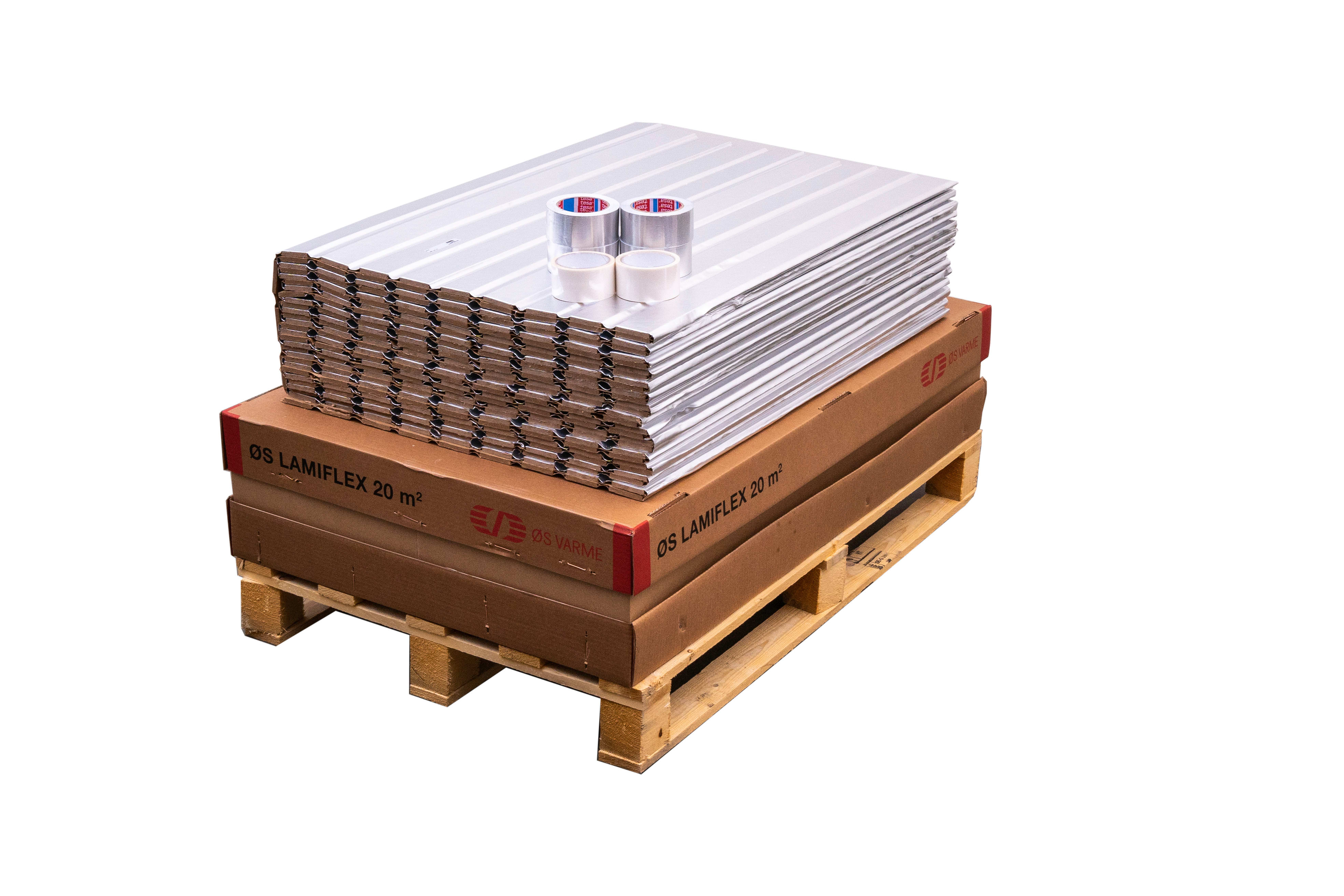 ØS Varme - Lamiflex gulvplate 20M2 M/TAPE  8MM Byggehøyde 100X300CM