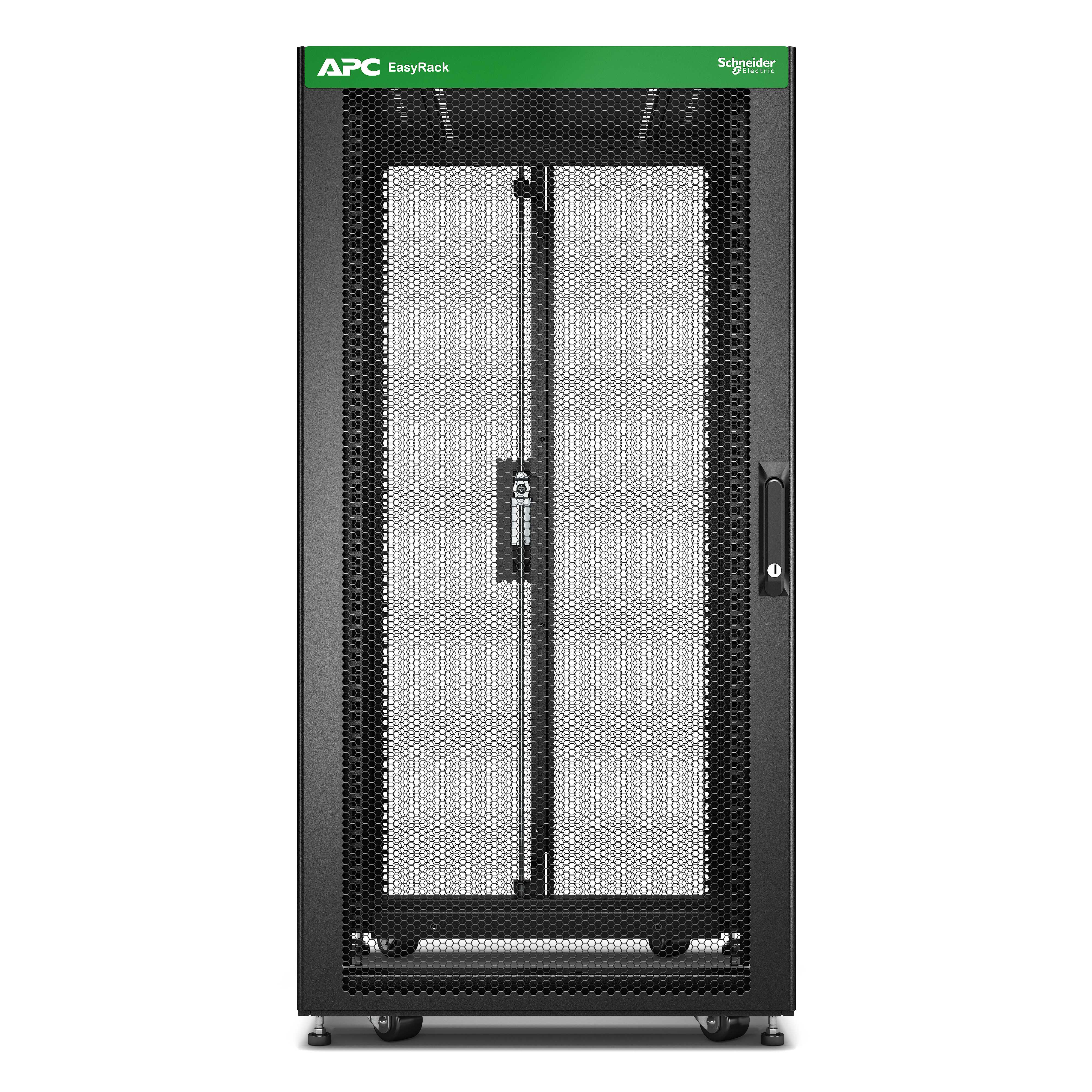 Schneider Electric - EasyRack600/24U/1200 med hjul,føtter, lås, 4 braketter og sidepanel ,uten bunn. Sort