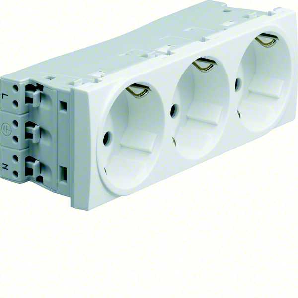 Hager - 3-veis stikkontakt SYSTO, aluminium