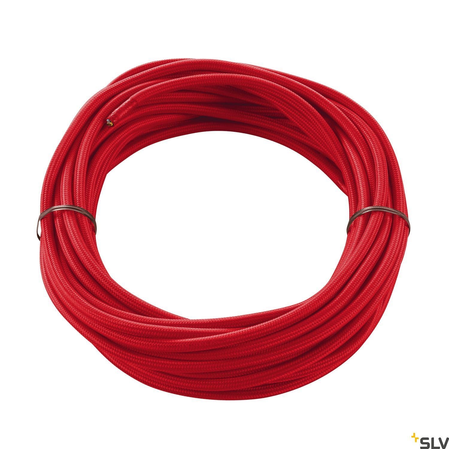 SLV - PVC tekstilkbl 3-leder 10m rød rød tekstilledning