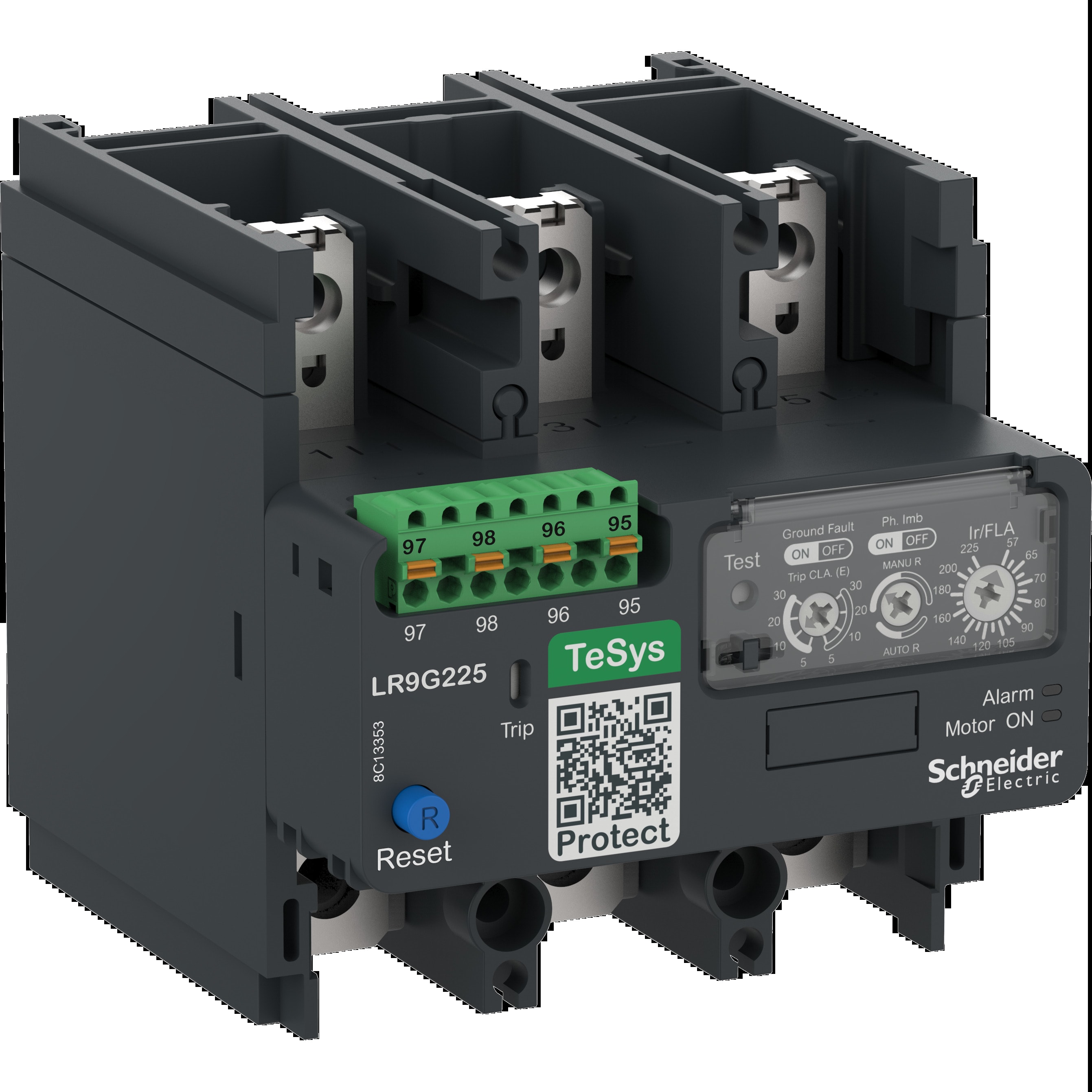 Schneider Electric - Elektronisk Termisk overlastrelé,TeSys LR9G 28-115A,klasse 5E-30E,Fjærtilkobling