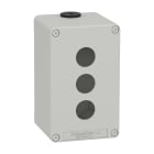 Schneider Electric - Trykknappboks tom i lysegrå metall med 3 x Ø22 mm huller og 2 x M20 kabelnipler 130 x 80 x 77 mm