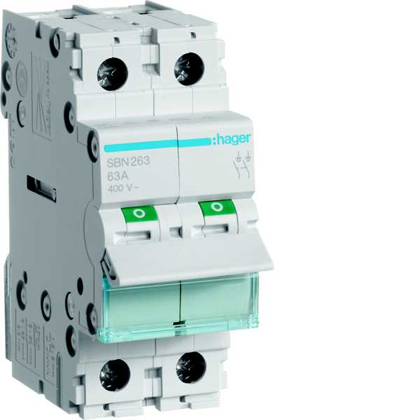 Hager - Lastbryter, modulær, 2 pol 2x63A 2 modul 400V 