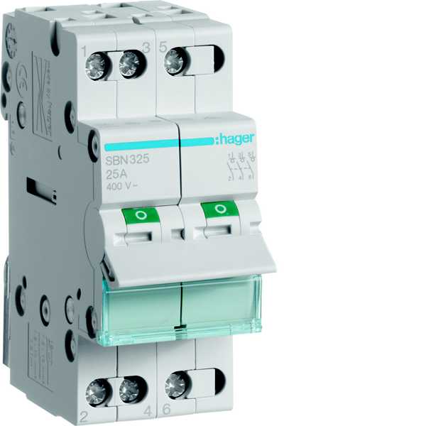 Hager - Lastbryter, modulær, 3 pol 3x25A 2 modul 400V 