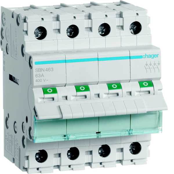 Hager - Lastbryter, modulær, 4 pol 4x63A 4 modul 400V