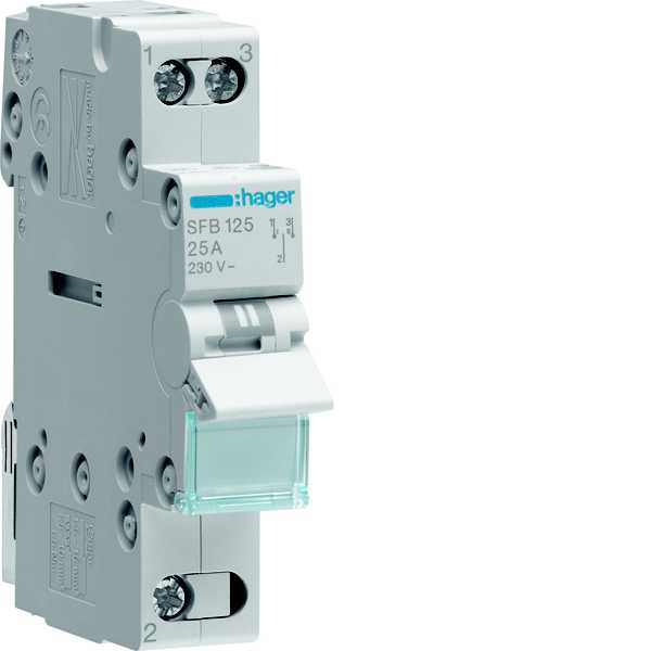 Hager - Lastvender, modulær, for stilling I - 0 - II, 1x25A 1 modul, avstilling i midtposisjon 230V
