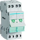 Hager - Lastvender, modulær, for stilling I - 0 - II, 2x25A 2 modul, avstilling i midtposisjon 230V
