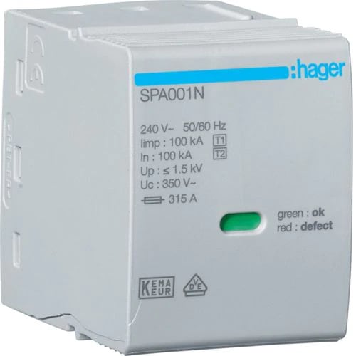 Hager - Patron, reservedel N-pol, til overspenningsvern SPA801