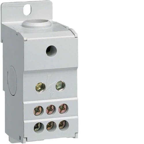 Hager - Avgreningsklemme 1-pol 160A, al/ cu, tilførsel 1x10-70², avganger 6x2,5-16²