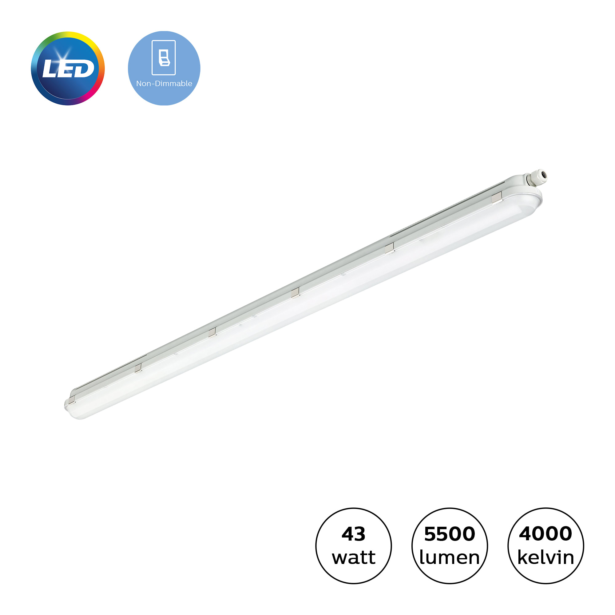 Philips - CoreLine Waterproof LED Industriarmatur IP65 – 43W – 5500lm Ra>80 3000K – 1500mm