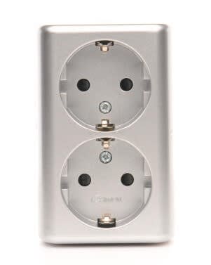 Kontakt-S - Stikk dobbel m/barnevern innfelt  ALU
