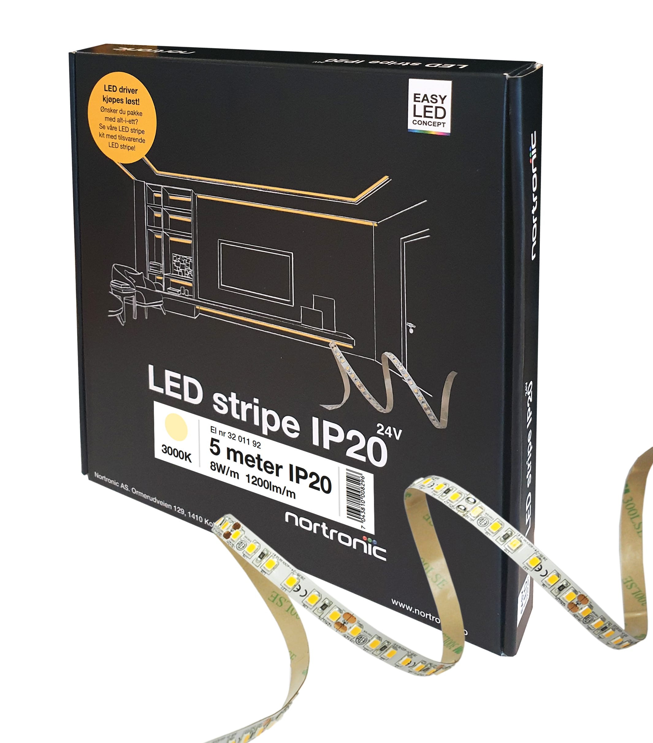 Nortronic - LEDstrip830 24V 8W 1200lm 5m