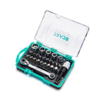 TradeForce - Skralle / Bitssett 27 deler. S2 stål. 19 bits. 1 stk 25mm 1/4 tomme adapter. 1 hurtigholder for bits