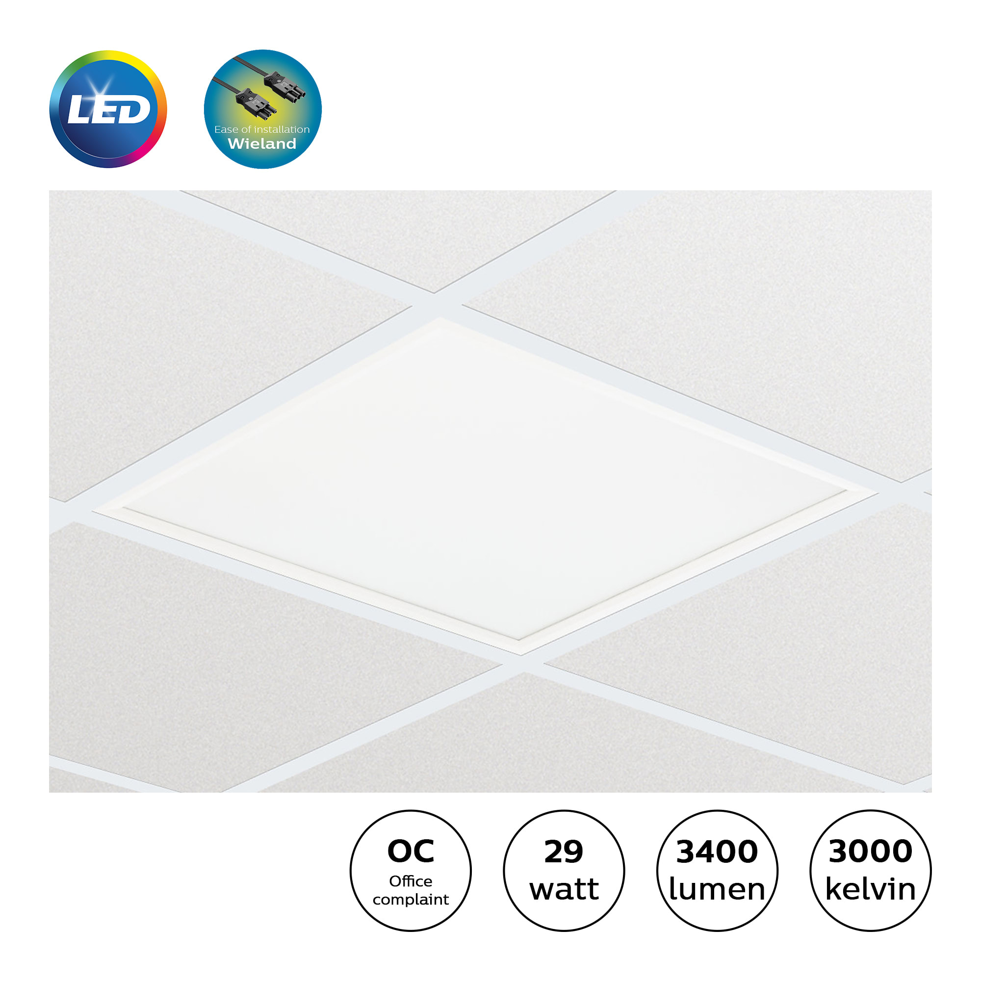 Philips - CoreLine Panel RC132V Gen4 3400lm/830 DALI 60x60 OC/5-polet Wieland