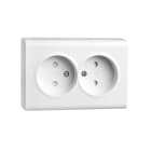 SG Armaturen - STIKK PV DOBBEL UTEN JORD HVIT, IP20, Klasse II