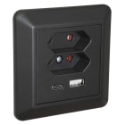 Lanse - USB LADER A+C 3A 2xEURO Sort