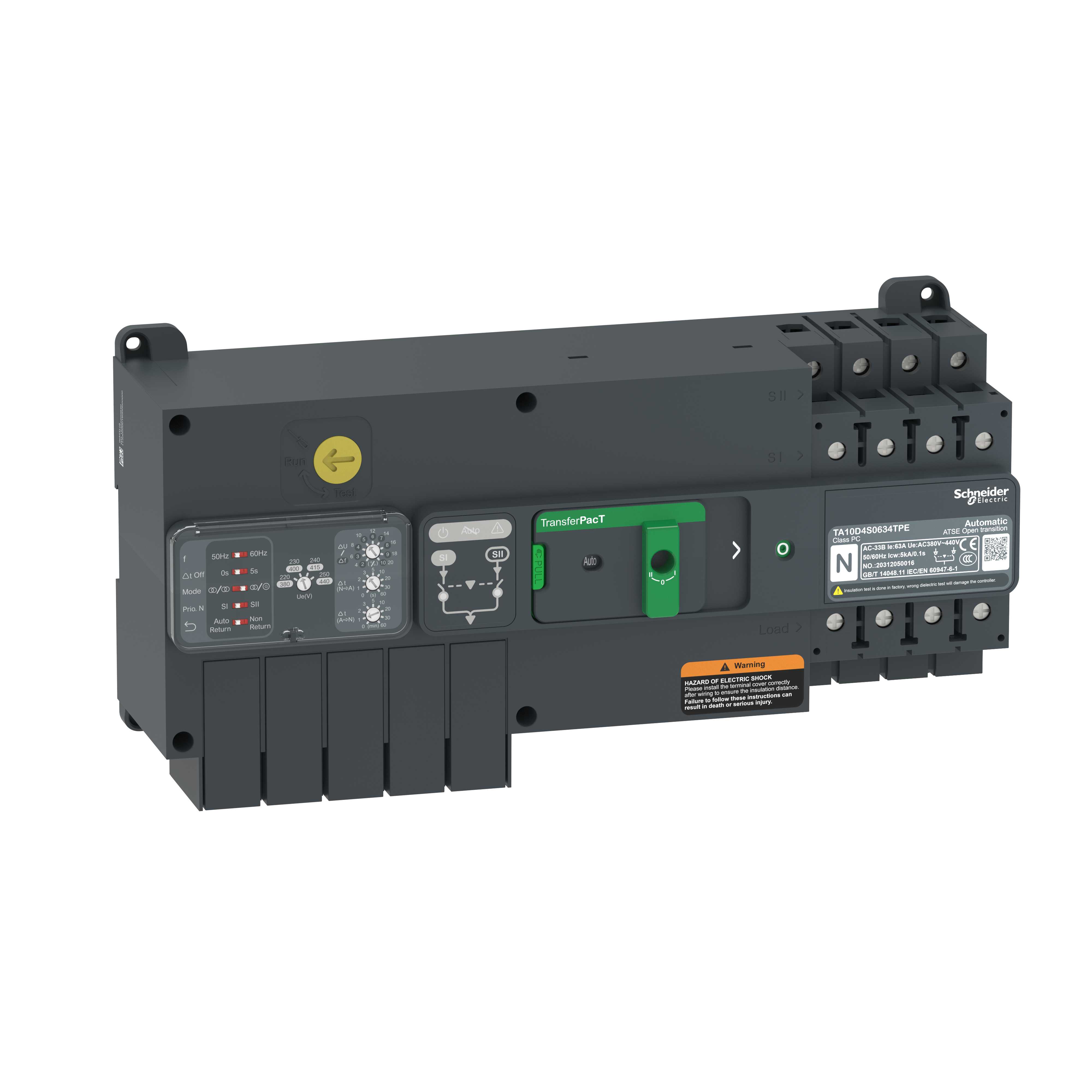 Schneider Electric - Omkoblerenhet-automatisk-TransferPacT-Automatic-In=80A-400V-4P-brukerinterface dreiehjul-100A ramme