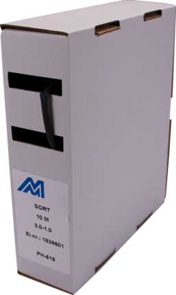 Melbye - Krympeslange Sort 3-1mm spoleboks 10m