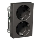 Schneider Electric - Exxact dobbel stikk med jord, barnevern, hurtigklemme, separat krets, innfelt, 16A, IP21 antrasitt