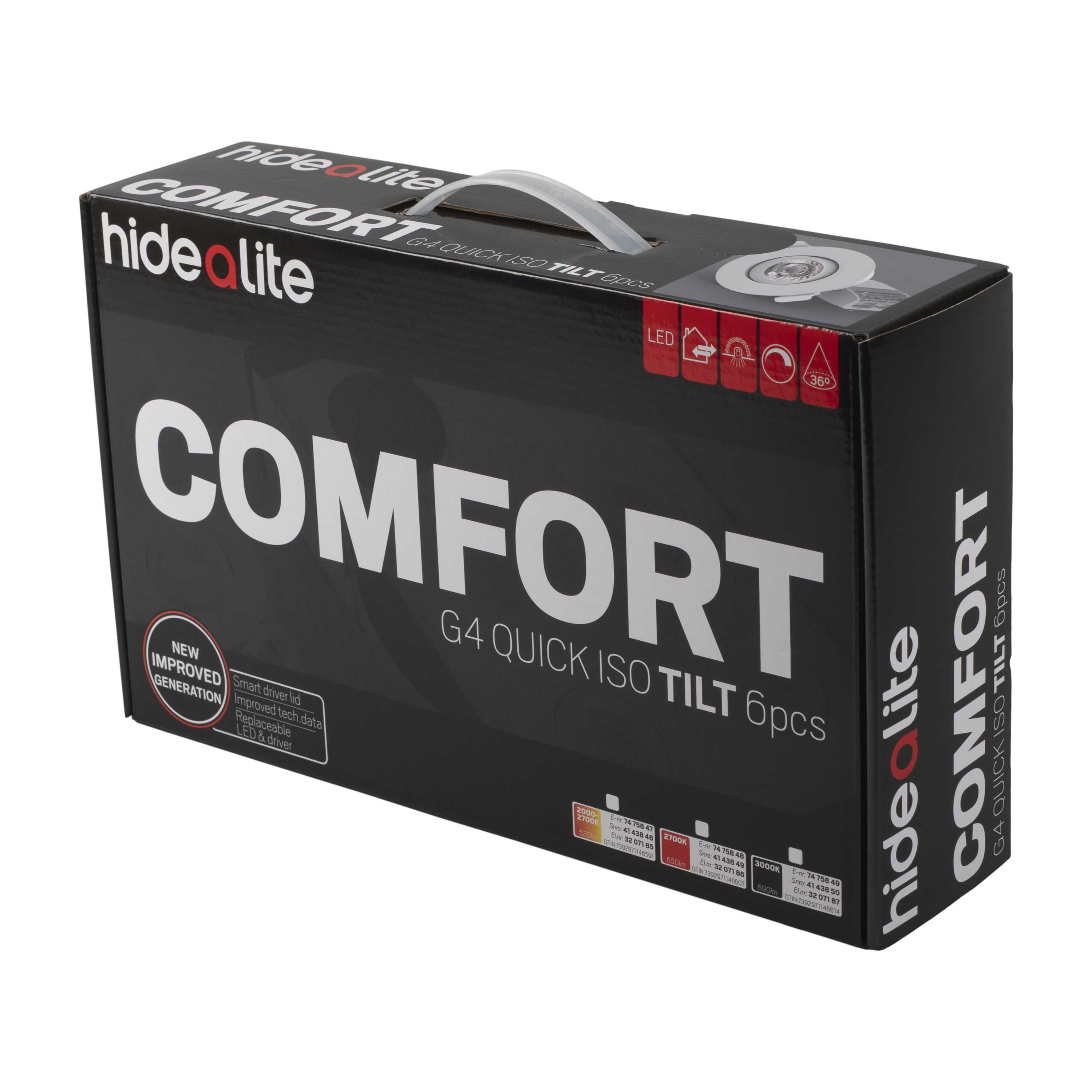 Hide-a-lite - Comfort G4 Q ISO Tilt 6p Hvit 36° 3000K