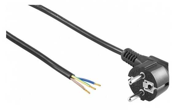 Grøntklima AS - Nettkabel, vinklet plugg 2m, S 3 x 1,5mm2, sort, PVC