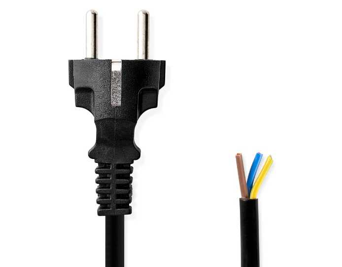Grøntklima AS - Nettkabel, med plugg, 3m, IP44 S 3 x 1,5mm2, sort, utebruk