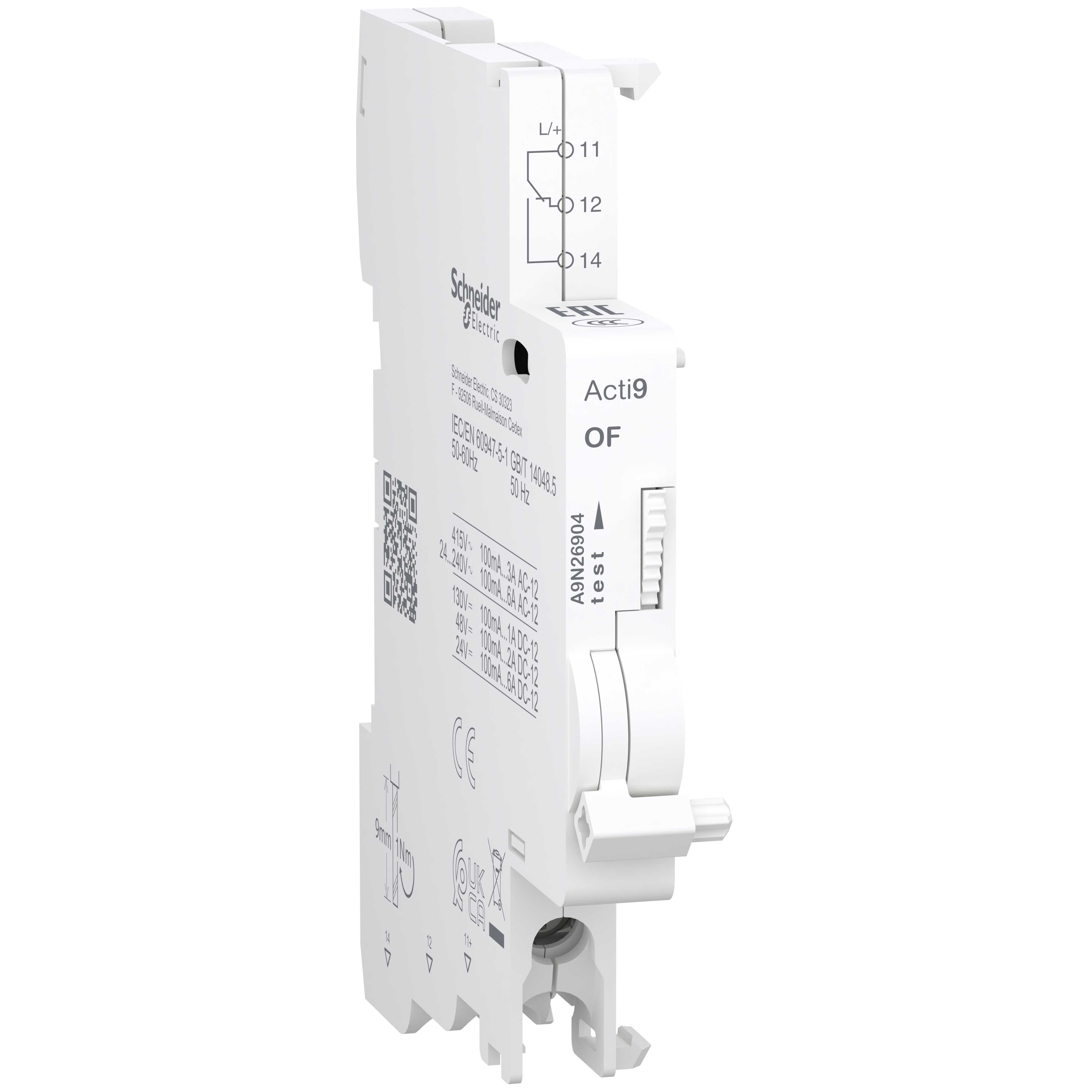 Schneider Electric - Acti9 hjelpekontakt - 1 vekselkontakt - standard - for C60 og C120