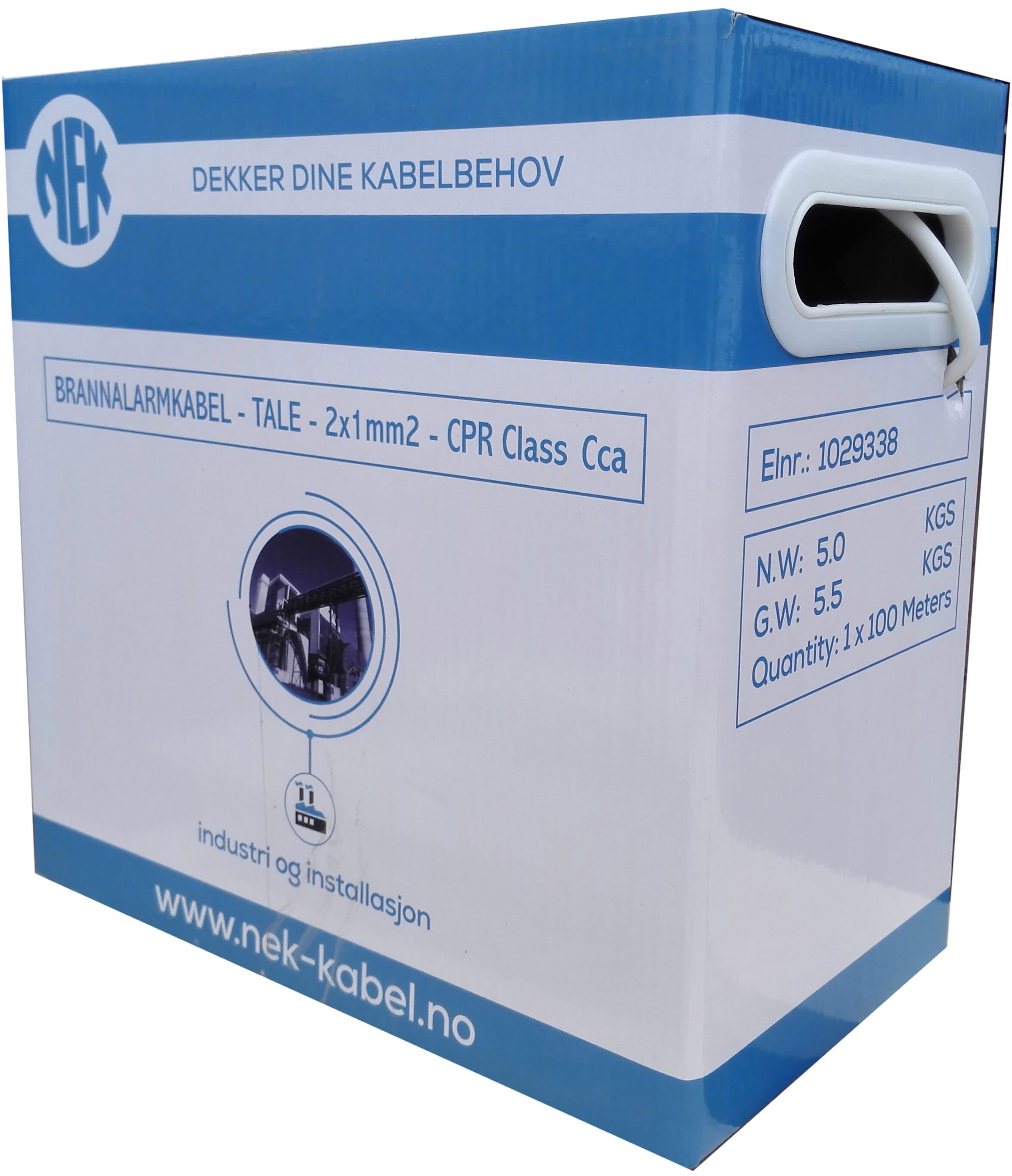 NEK Kabel - Brannalarmkabel 2x1/1mm² Folieskj. 300/500V 100 mtr E