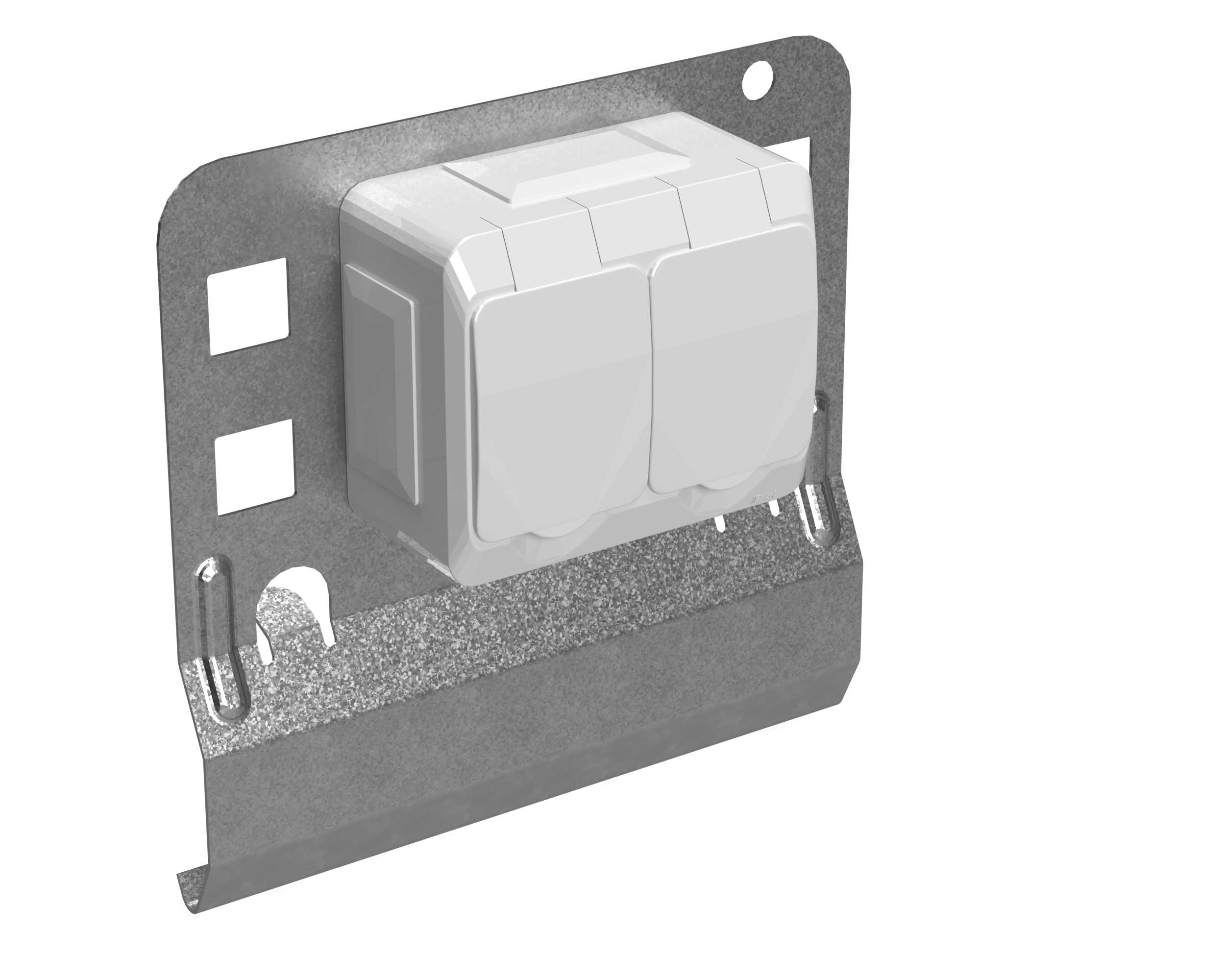 Wibe Group - 2-veis jordet innkapslet vegguttak kapsling IP44+Plate 35S Fzs Plate med ferdigmonterte stikkontakt